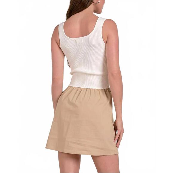 NEW ELAN mixed media tank dress in sand/white - Picture 3 of 3